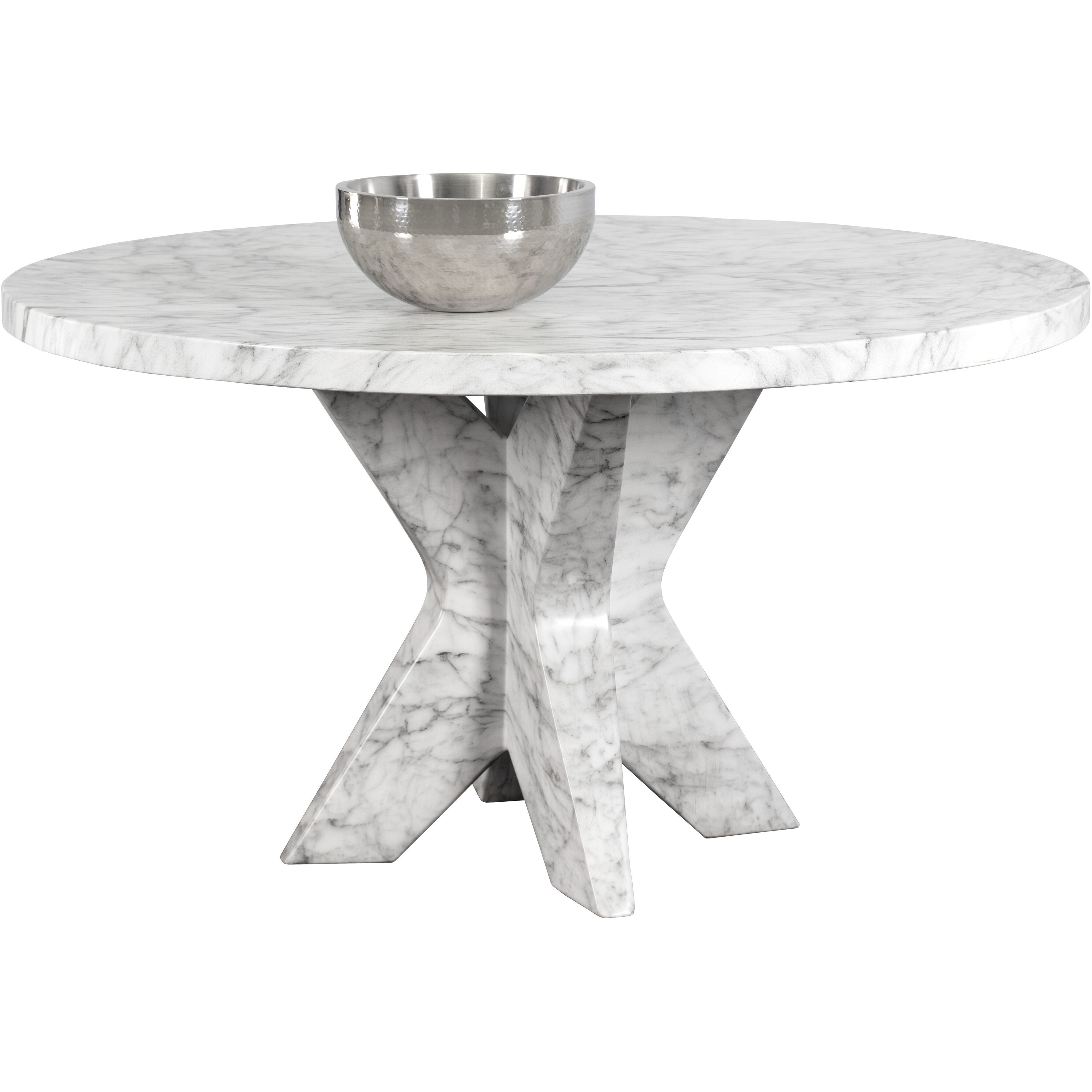 Cypher Marble Look / White Outdoor Dining Table Base